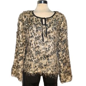 American Laundry Luxury Fringe Leopard Brown Beige & Black  Size  L